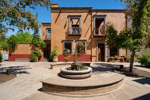 Courtyard with a fountain at Bautista Apartments, Tucson, Arizona
