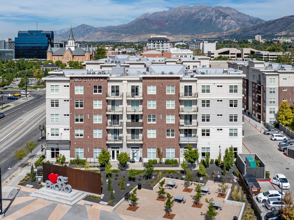 an aerial view of an apartment complex in the city at 200 City View, Provo