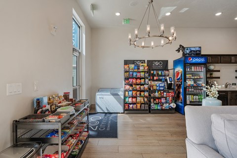 the reserve at city center spacious lobby with snacks and a vending machine at 200 City View, Provo, UT