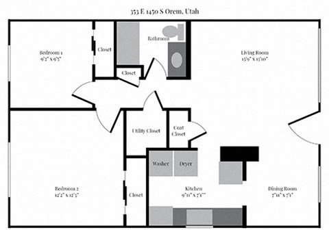 A floor plan of a property located at 335 E 450 S Orem, Utah.