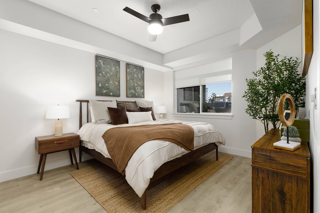 Bedroom With Ceiling Fan at The Vue At Desert Color, St. George, Utah