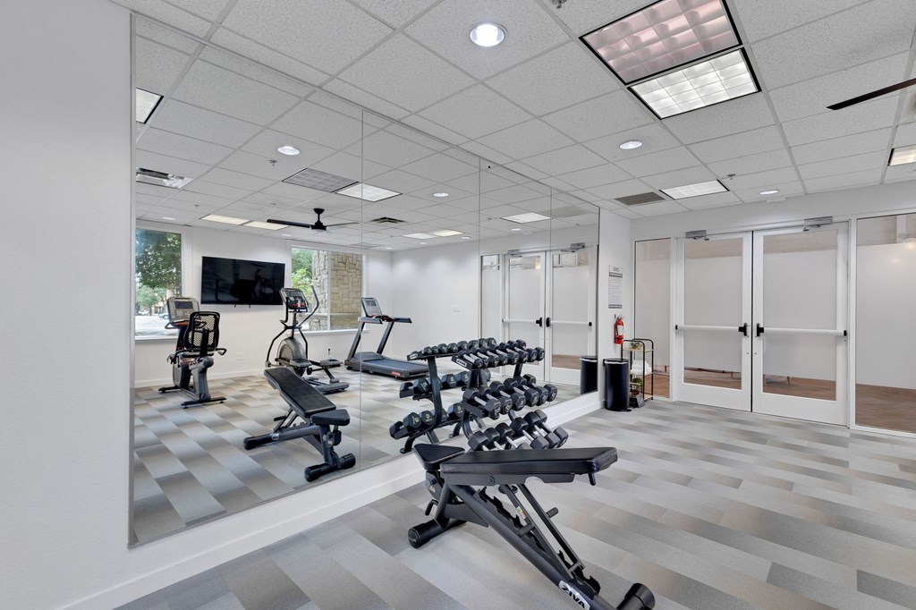 the state of the art gym in the fitness center at trillium apartments