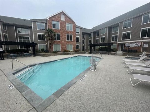 Pool side view at AVIA Apartments On Alpha, Dallas