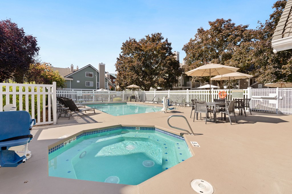 our apartments have a resort style pool and patio at AVIA Lofts on Parkway Apartments, Vancouver, WA, 98662