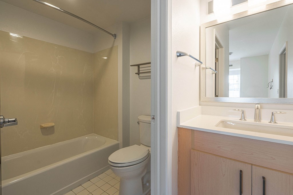 a bathroom with a toilet and a tub and a sink