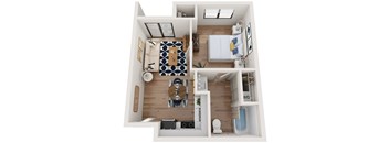 a floor plan of a 1 bedroom apartment at the crossings at white marsh apartments in white marsh