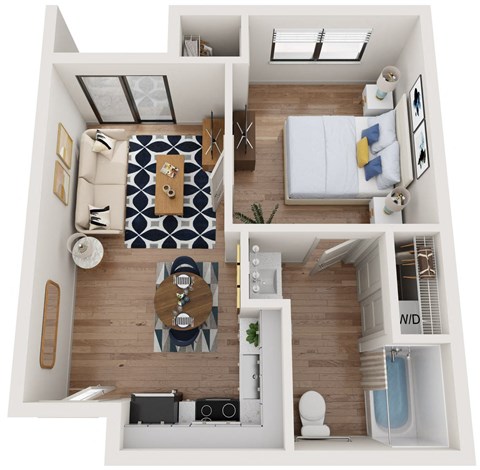 a floor plan of a 1 bedroom apartment at the crossings at white marsh apartments in white marsh