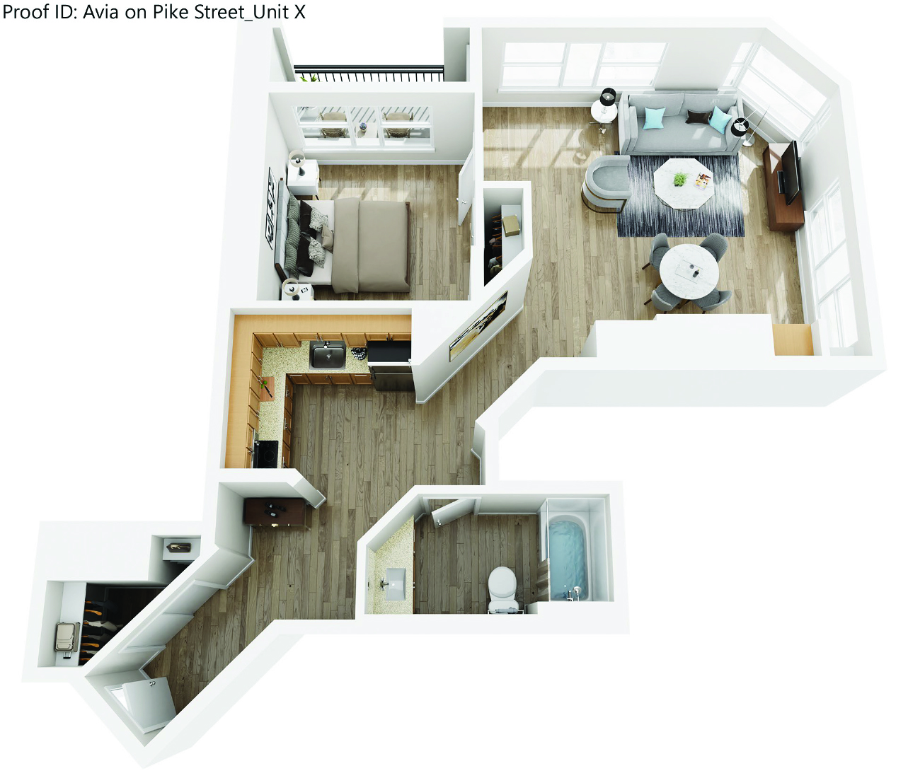 1 bed/1 bath floor plan at AVIA on Pike Street, Washington