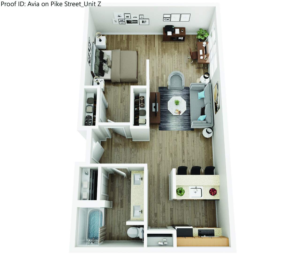 Studio Floorplan with 1 Bath at AVIA on Pike Street, Seattle, 98101