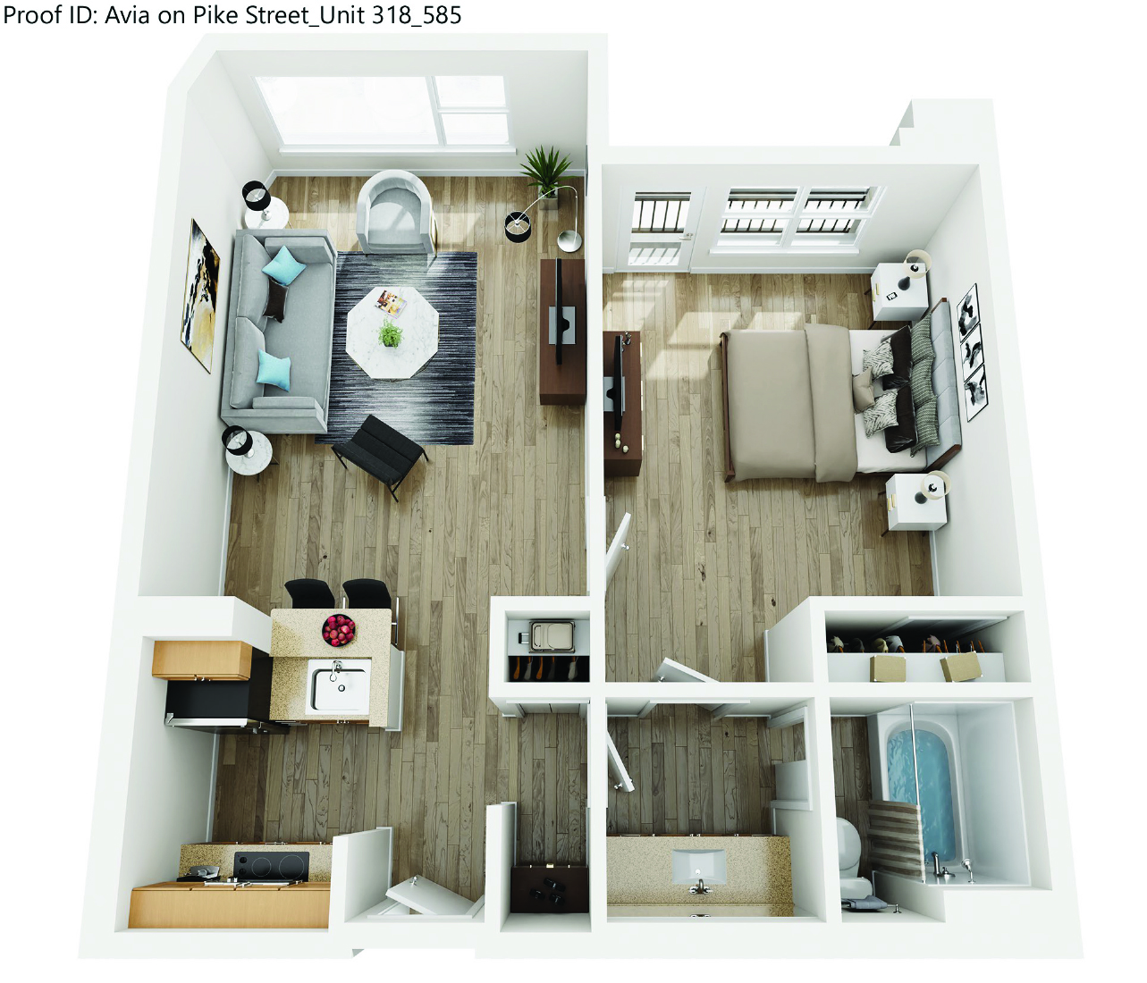 1 Bedroom 1 Bathroom Floorplan at AVIA on Pike Street, Washington