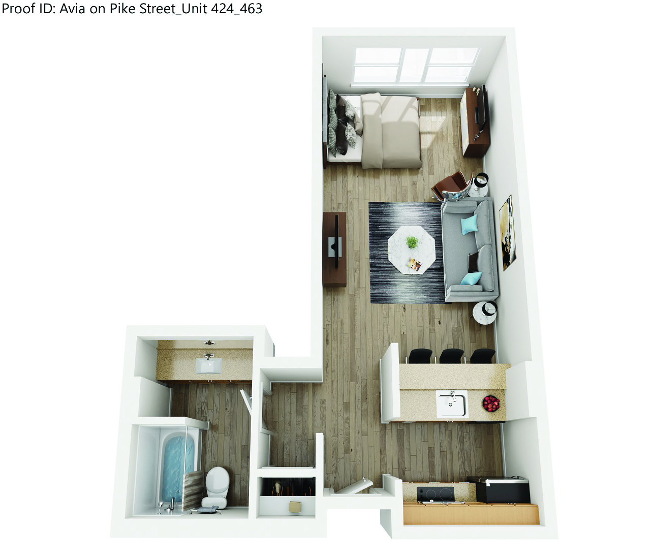 0 Bed 1 Bath Floorplan at AVIA on Pike Street, Seattle, WA 98101