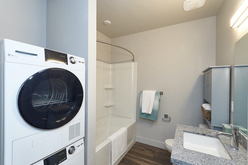 Washer and dryer at Brickside Heights Apartments, Utah