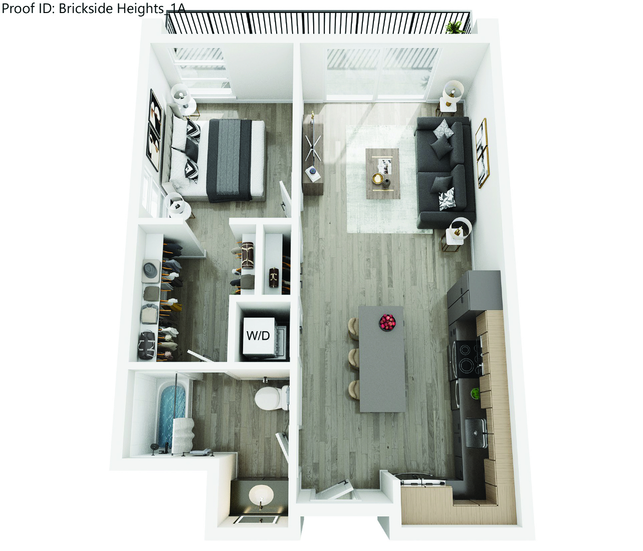 1A Floorplan at Brickside Heights, Millcreek, UT, 84106