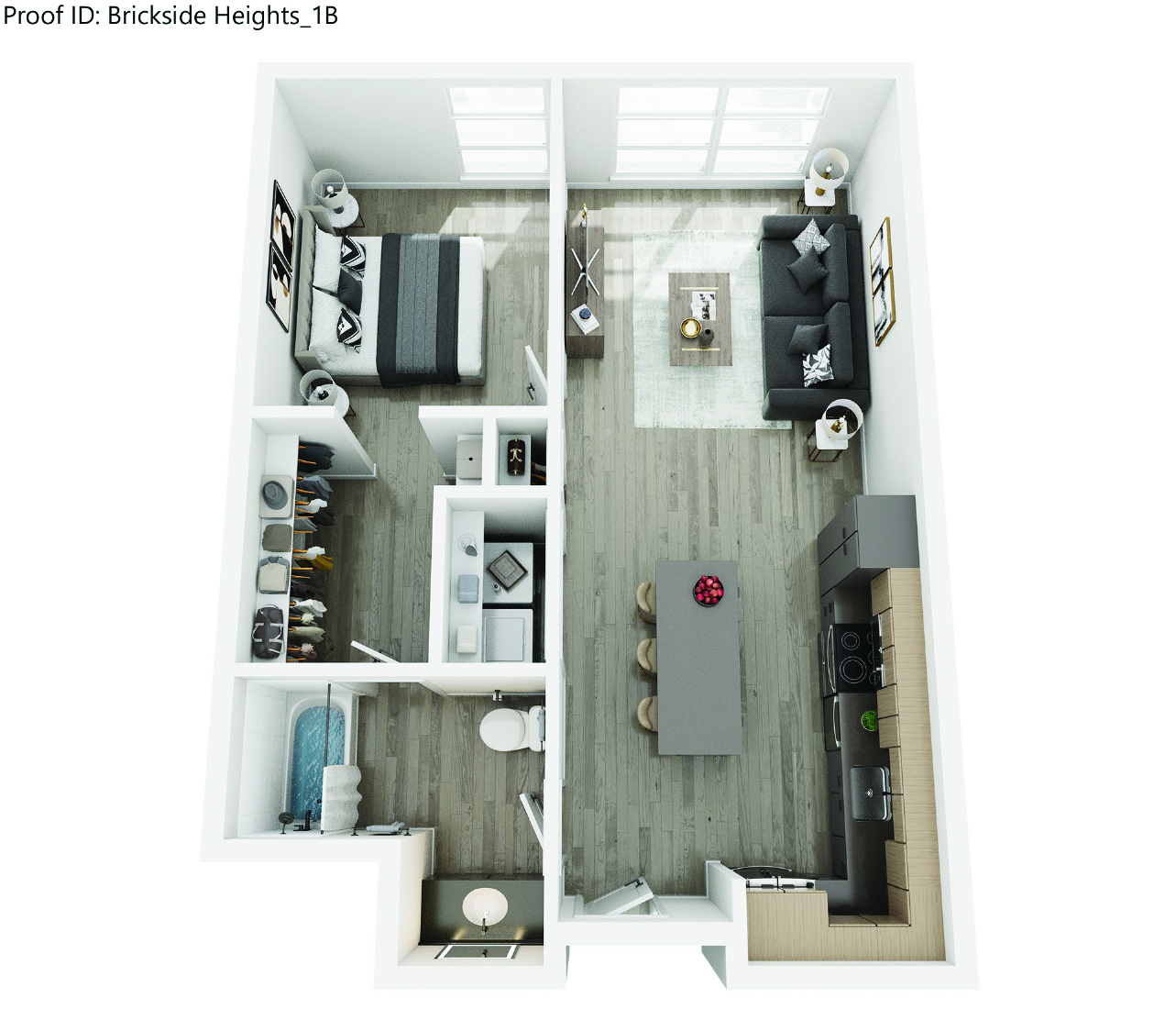 1B Floorplan at Brickside Heights, Millcreek, UT