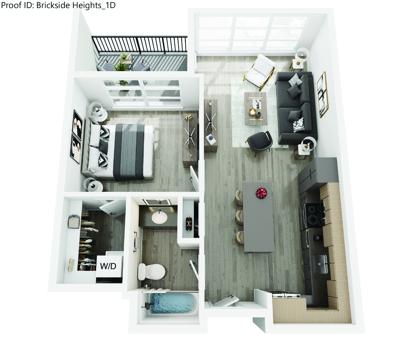 1D Floorplan at Brickside Heights, Millcreek, Utah