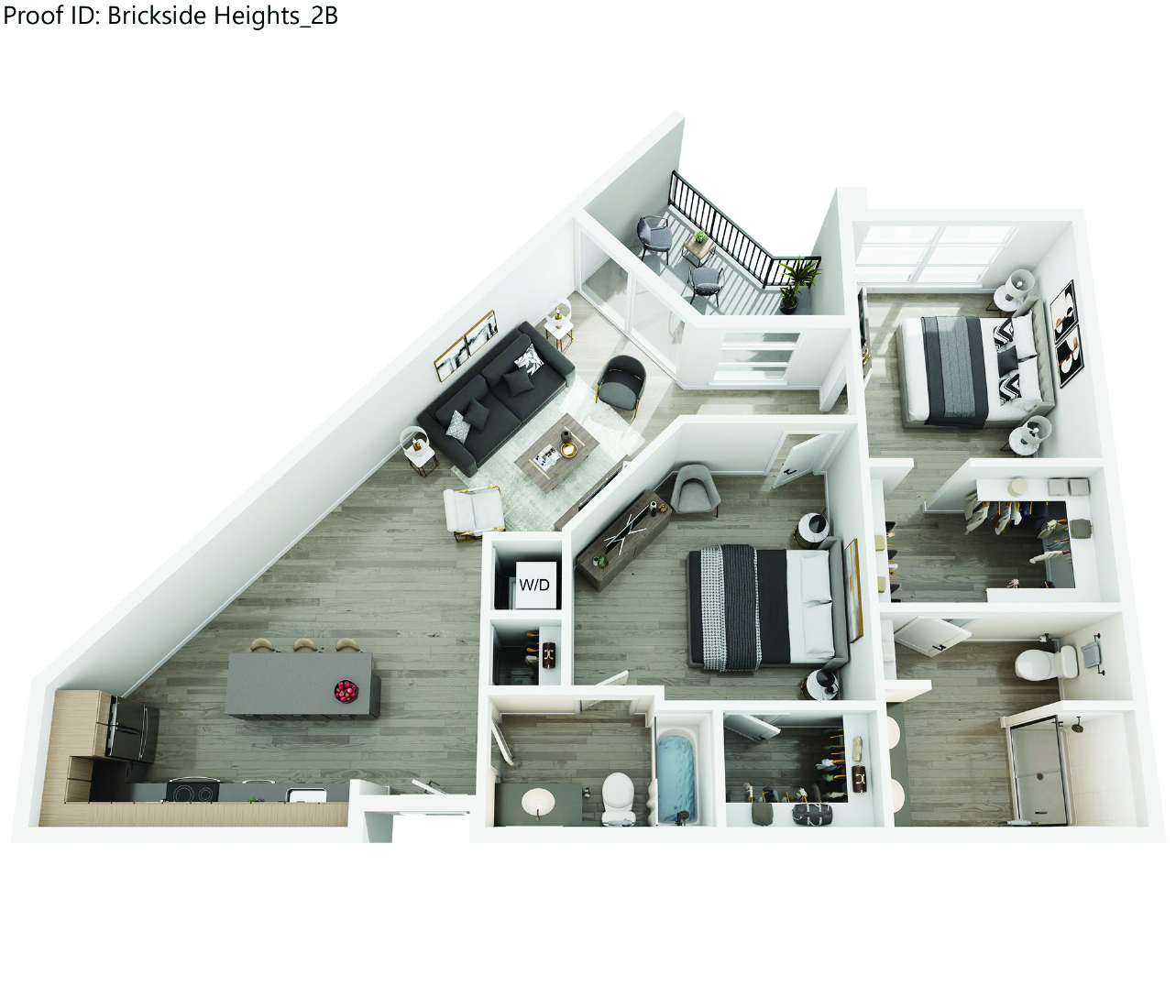 2 B Floorplan at Brickside Heights, Millcreek