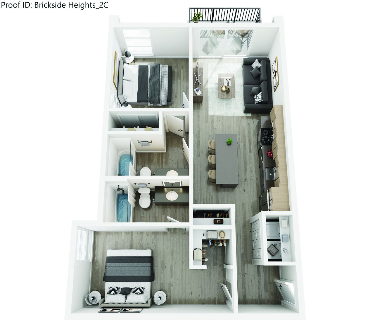 2 C Floorplan at Brickside Heights, Millcreek, 84106