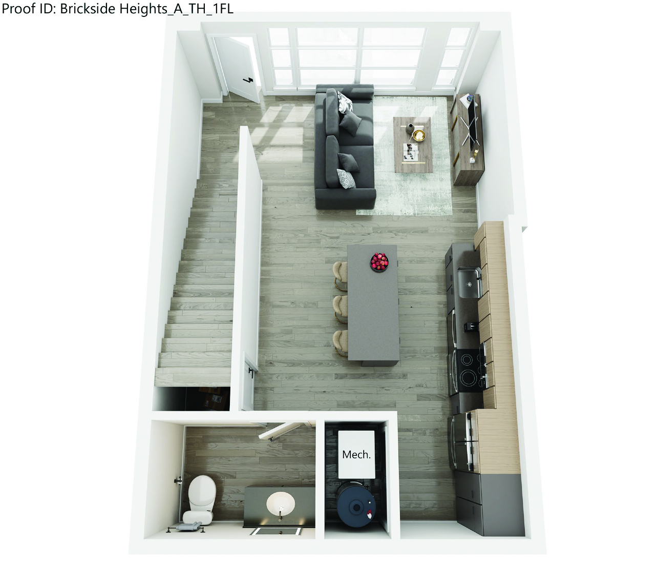 1 bedroom, 1 bathroom townhome floor plan at Brickside Heights, Millcreek, UT