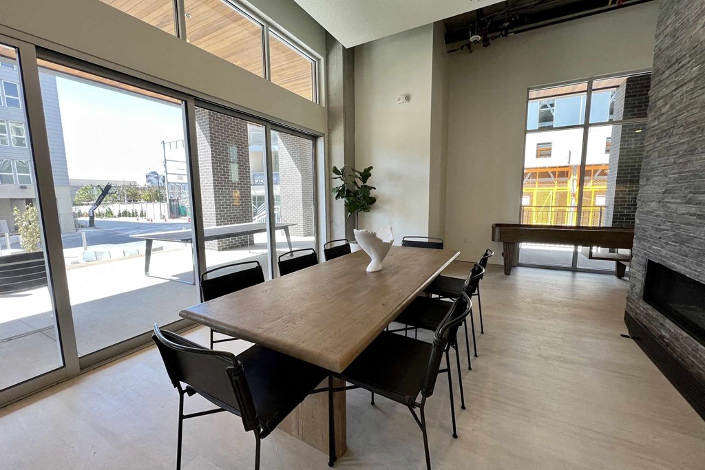 clubhouse dining area at Paperbox Lofts, Salt Lake City