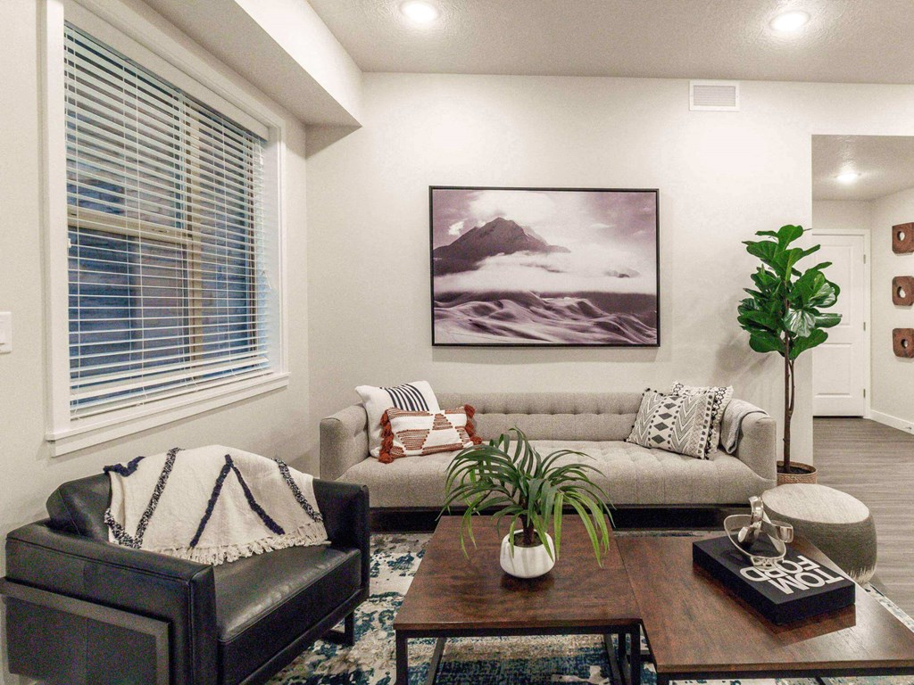 Living Room at The Flats at Riverwoods, Provo, UT, 84604