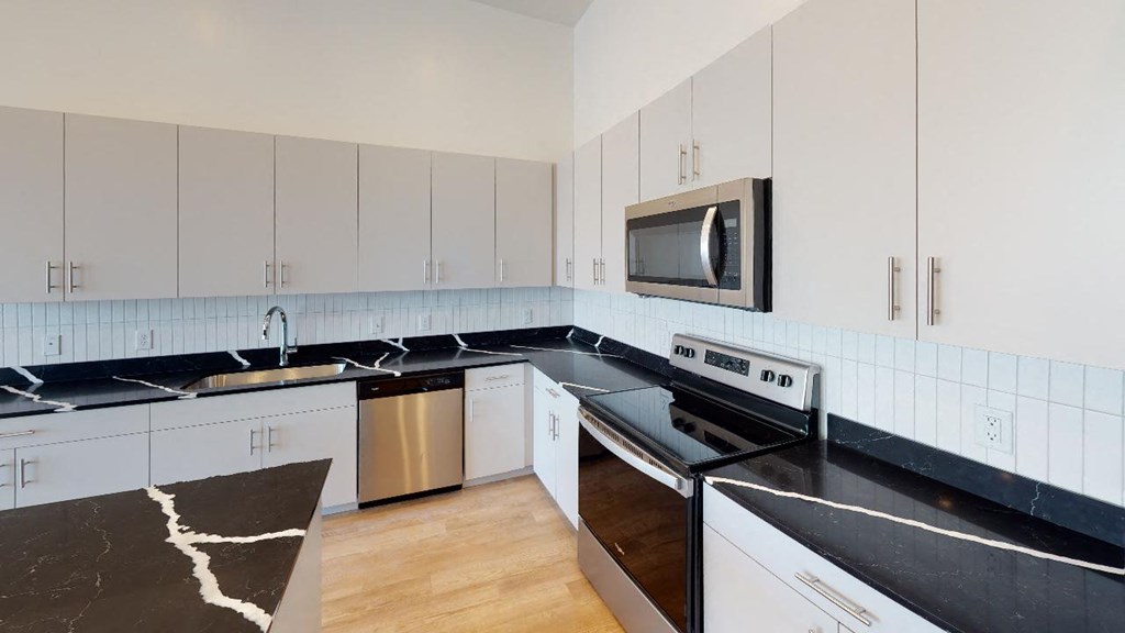interior kitchen at SevenO2 Main Apartments, Salt Lake City, 84101