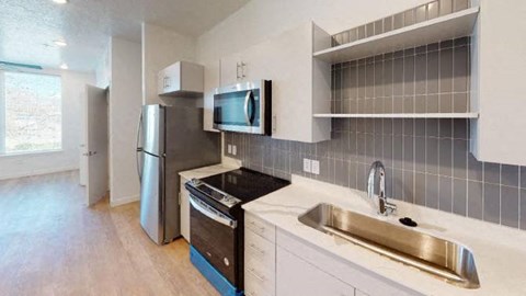 Oxygen-Carbon-Studio-Kitchen at SevenO2 Main Apartments, Salt Lake City, Utah