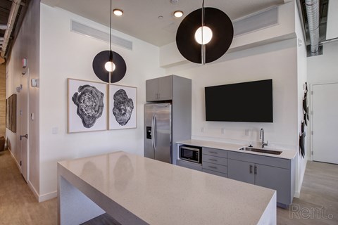 clubhouse kitchen at Paperbox Lofts, Utah