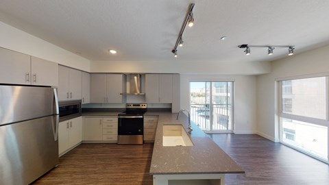 interior kitchen at Paperbox Lofts, Salt Lake City, UT
