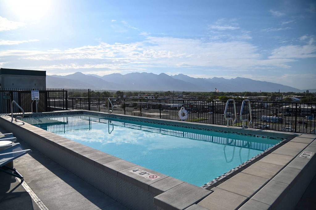 Pool and Mountain views at SevenO2 Main Apartments, Salt Lake City, 84101