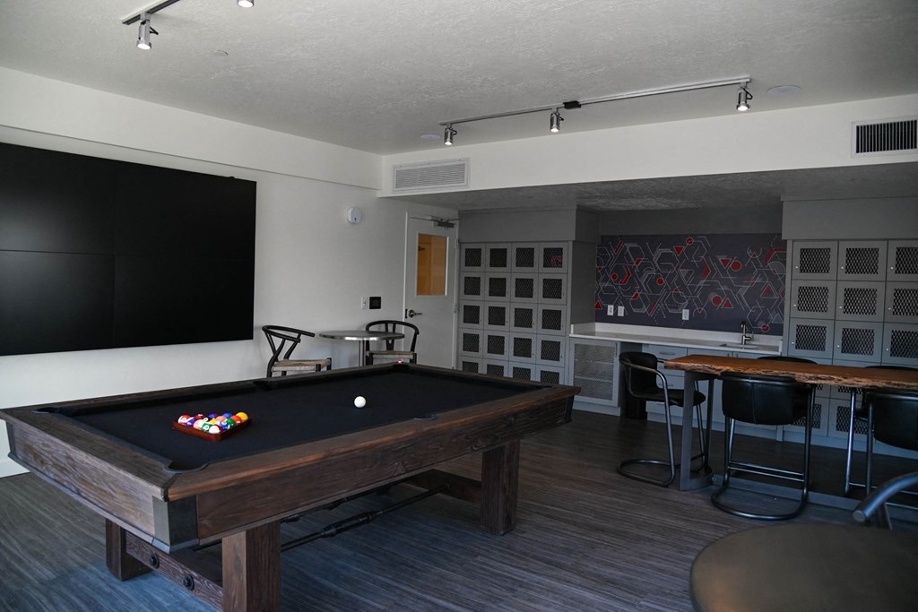 Game Room with Pool Table at Paperbox Lofts, Salt Lake City