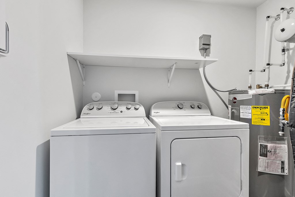 a washer and dryer in a laundry room