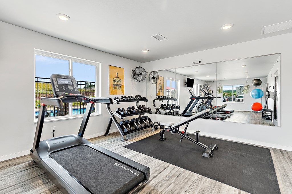 the gym at the enclave at woodbridge apartments in sugar land, tx