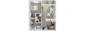 1 bed 1 bath floorplan B at Red Rock Apartments, Rapid City, 57702
