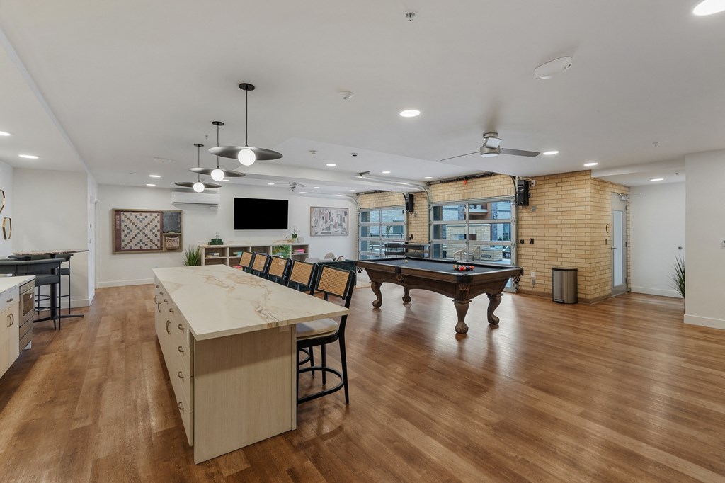 pool table room interior at The Revival, Salt Lake City, Utah