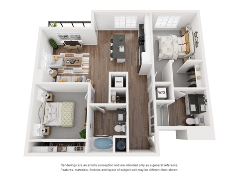2B2 Floor Plan at The Revival, Salt Lake City, 84101