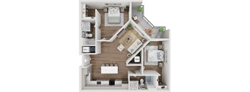 Hydrogen Alpha Floor Plan at SevenO2 Main Apartments, Salt Lake City, UT, 84101