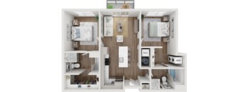 Hydrogen Cobalt Floor Plan at SevenO2 Main Apartments, Salt Lake City, UT, 84101