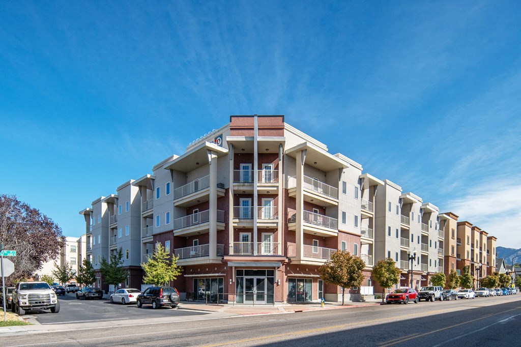 an apartment building on the corner of a city streetat The View on 20th, Ogden, UT