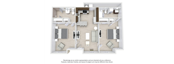 2Bedroom Floor Plan at Avia Apartments at Reedy Creek, Kissimmee, 34747