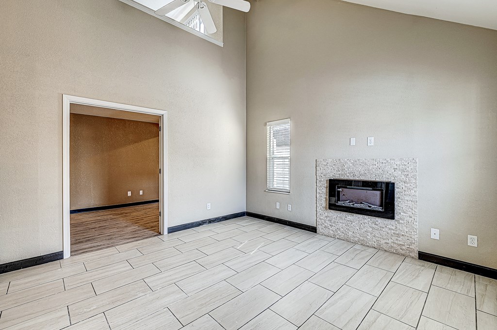 af fireplace with bedroom entry