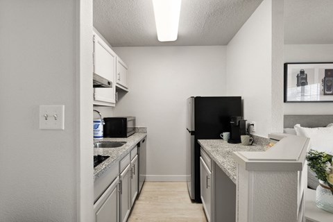 our apartments offer a kitchen with stainless steel appliances and granite counter tops
