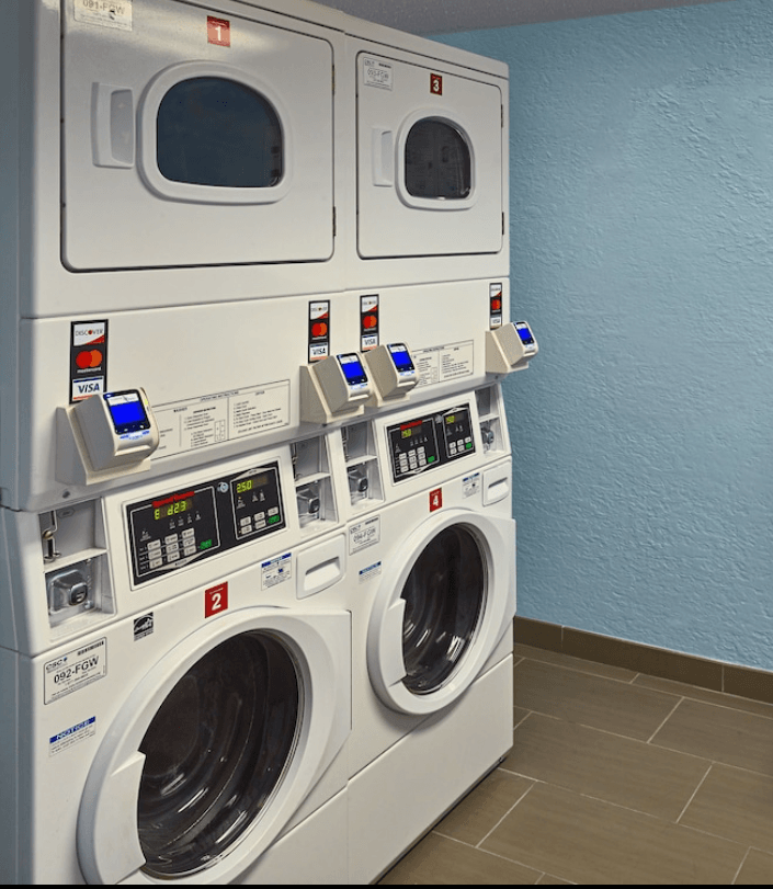 a washer and dryer in a laundry room