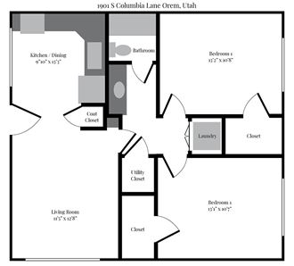 a diagram of a floor plan of a house with two directions for the different rooms