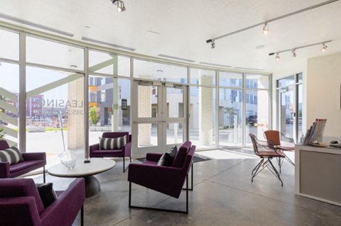 clubhouse side leasing office  at Paperbox Lofts, Utah