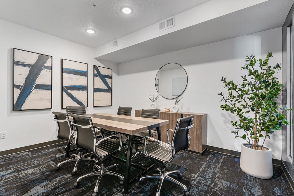 a conference room with a table and chairs at The Flats at Riverwoods, Provo, 84604