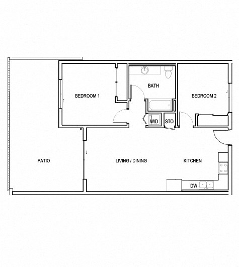 a floor plan of a 1 bedroom floor plan