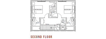 the floor plan of the second floor of a house
