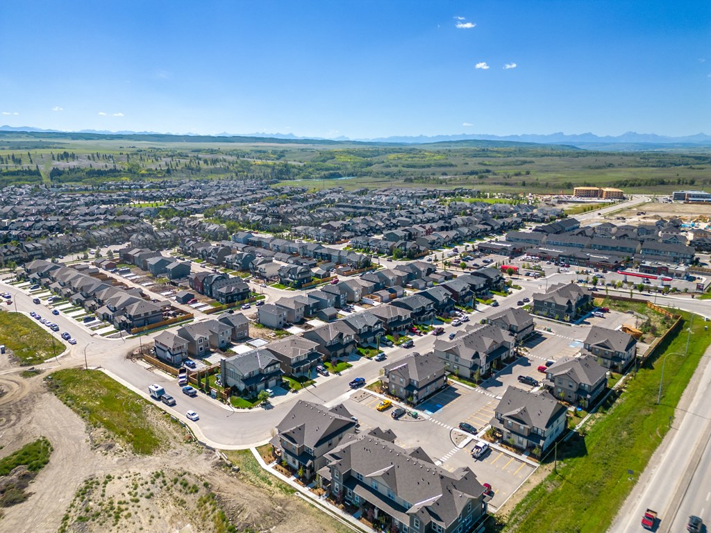 an aerial view of a neighborhood of homes in a suburb