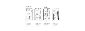 A diagram shows the layout of apartment 4/9 with basement, first, second and third floor plans.