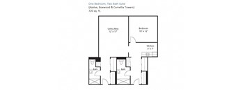 One Bedroom, Two Bath Suite